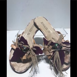 Sona Italia flat thong with purple suede detail